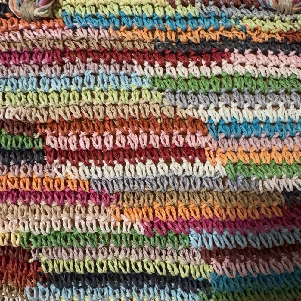 Paper Rope Yarn chochet shoulder bag tote multi color